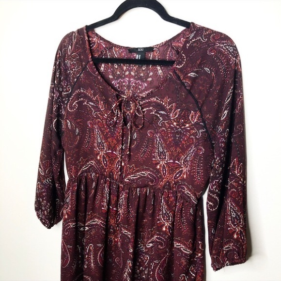 Burgundy Paisley Forever21 Midi Dress - Picture 2 of 8